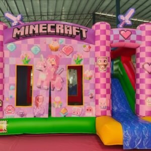 Pink Minecraft-Themed Inflatable